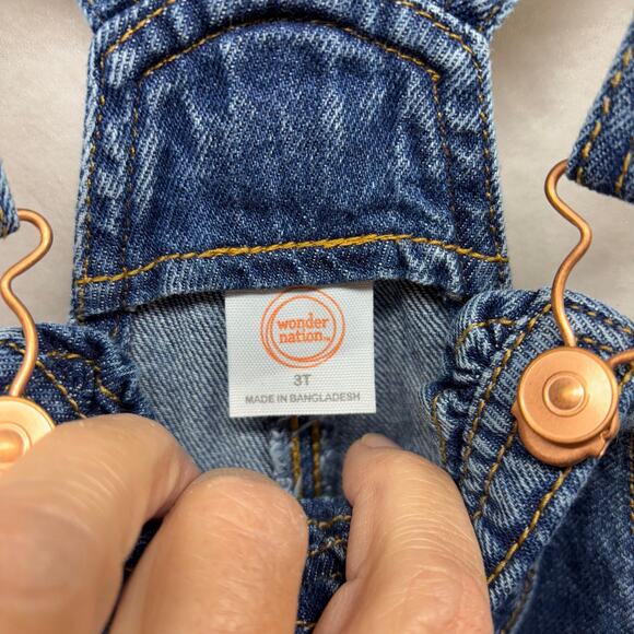 Wonder Nation Girl's Denim Overalls - Size 3T - Adorable! - Picture 3 of 4